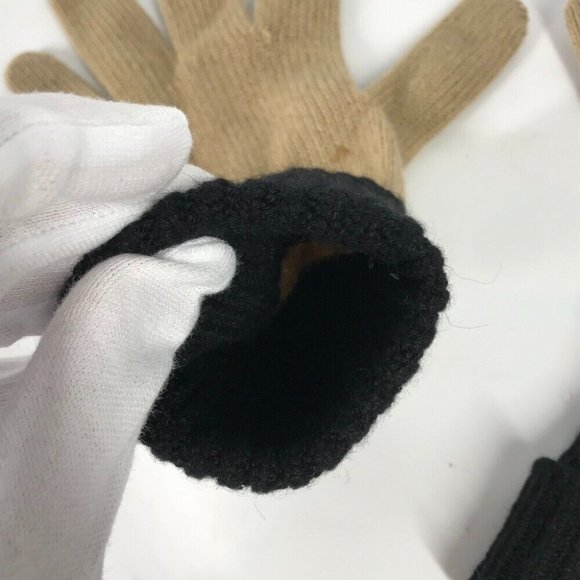 Auth BURBERRY Bicolor logo Glove gloves wool Beige/Black - Picture 7 of 12